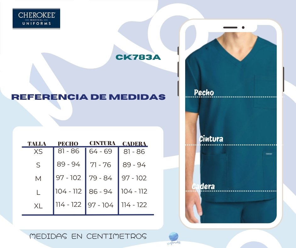 Cuadro de tallas chaqueta caballero Cherokee modelo CK783A