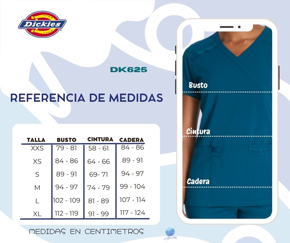Cuadro de tallas DK625 Cuadro de tallas chaqueta dama Dickies DK625