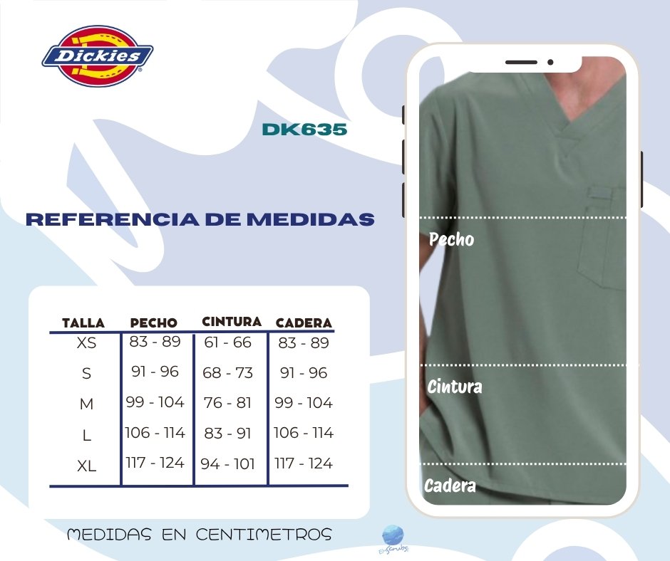 Cuadro de tallas chaqueta caballero Dickies modelo DK635