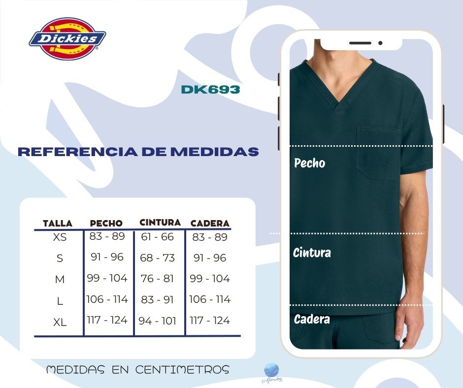 Cuadro de tallas chaqueta caballero Dickies modelo DK693