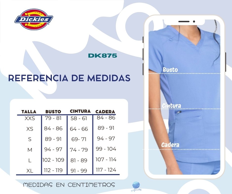 Cuadro de tallas chaqueta dama Dickies modelo DK875