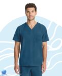 Chaqueta uniforme médico caballero Dickies modelo DK693 azul caribe, frontal