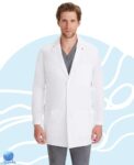 Mandil de uniforme médico para caballero Healing Hands modelo 5100 blanco. Vista frontal