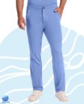 Pantalón de uniforme médico para caballero Healing Hands modelo 9590 azul cielo. Boca recta. Vista frontal.