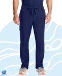 Pantalón de uniforme médico para caballero Healing Hands modelo HH154 azul marino. Boca recta. Vista frontal.