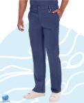 Pantalón de uniforme médico para caballero Infinity modelo ck200a azul marino. Boca recta. Vista izquierda.