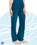 Pantalón uniforme médico dama Dickies modelo DK219 azul caribe, derecha
