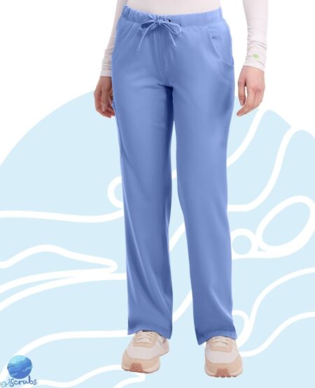 Pantalón de uniforme médico para dama Healing Hands modelo 9560 azul cielo. Boca recta. Vista frontal.