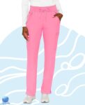 Pantalón de uniforme médico para dama Med Couture modelo MC2702 taffy pink. Boca recta. Vista frontal.