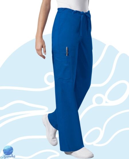 Pantalón de uniforme médico para unisex Cherokee modelo 4043 azul electrico. Boca recta. Vista derecha.