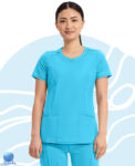 Chaqueta uniforme médico dama Infinity modelo 2624A turquesa, frontal