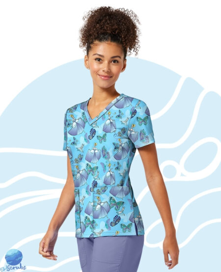 Chaqueta de uniforme médico para dama Tooniforms modelo TF796 cinderela-flight. Vista lateral izquierda.